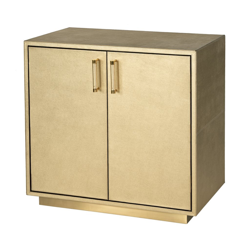 Medera 32 in. W Wood and Leather 2 Door Accent Cabinet, Gold