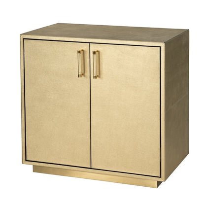 Medera 32 in. W Wood and Leather 2 Door Accent Cabinet, Gold
