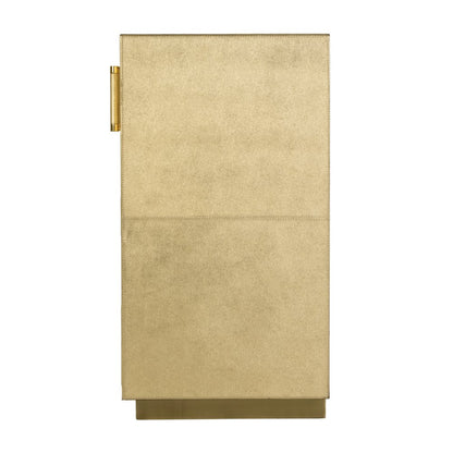 Medera 32 in. W Wood and Leather 2 Door Accent Cabinet, Gold