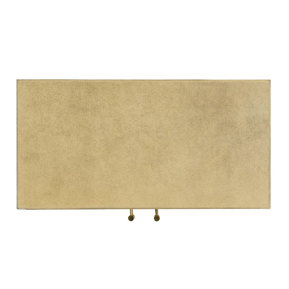 Medera 32 in. W Wood and Leather 2 Door Accent Cabinet, Gold