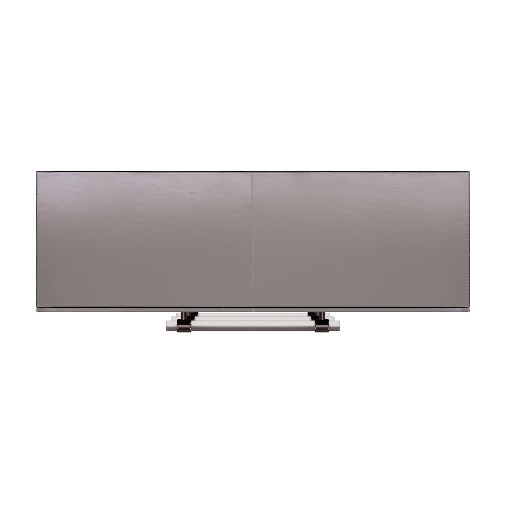 Allman 48 in. W Wood and Leather 3 Drawer Accent Chest, Silver