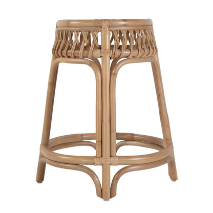 Antigua 24.75" Seat Height Round Rattan Counter Stool, Natural