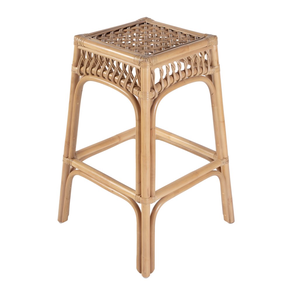 Antigua 30.25 in. Seat Height Square Rattan Bar Stool, Natural