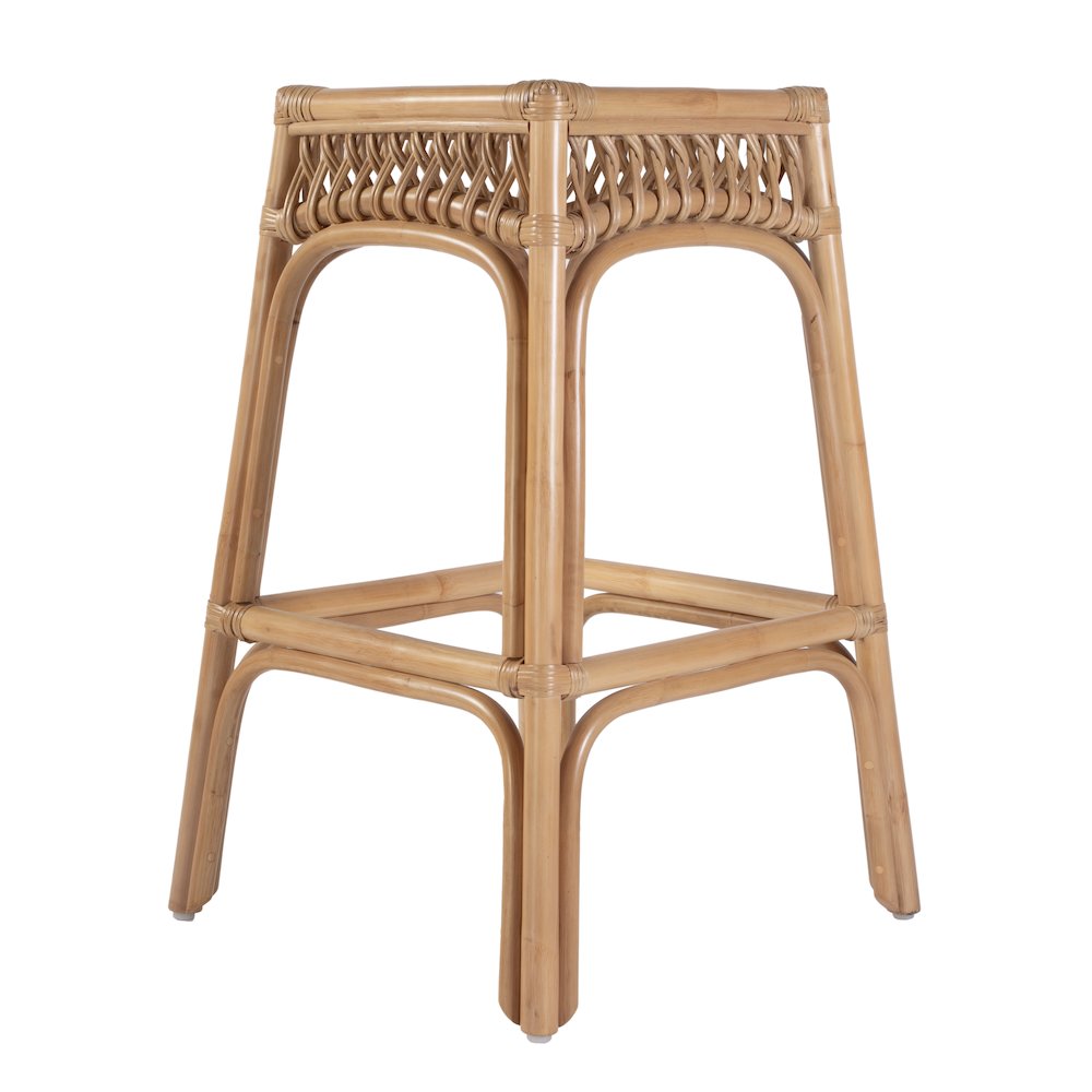 Antigua 30.25 in. Seat Height Square Rattan Bar Stool, Natural