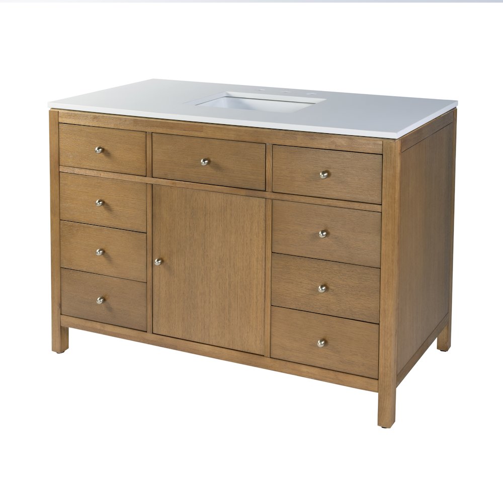 Nora 48 in. W Quartz Single Sink Bathroom Vanity Set, Natural