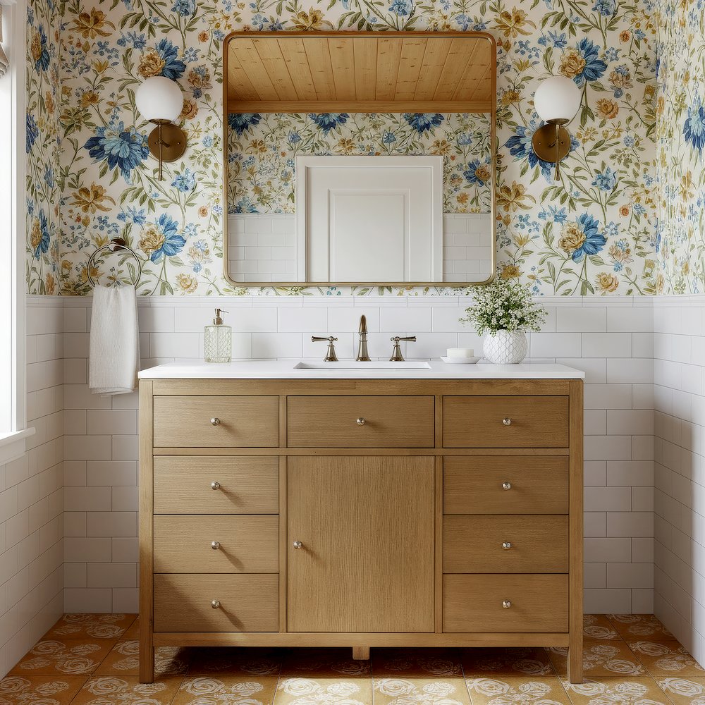Nora 48 in. W Quartz Single Sink Bathroom Vanity Set, Natural