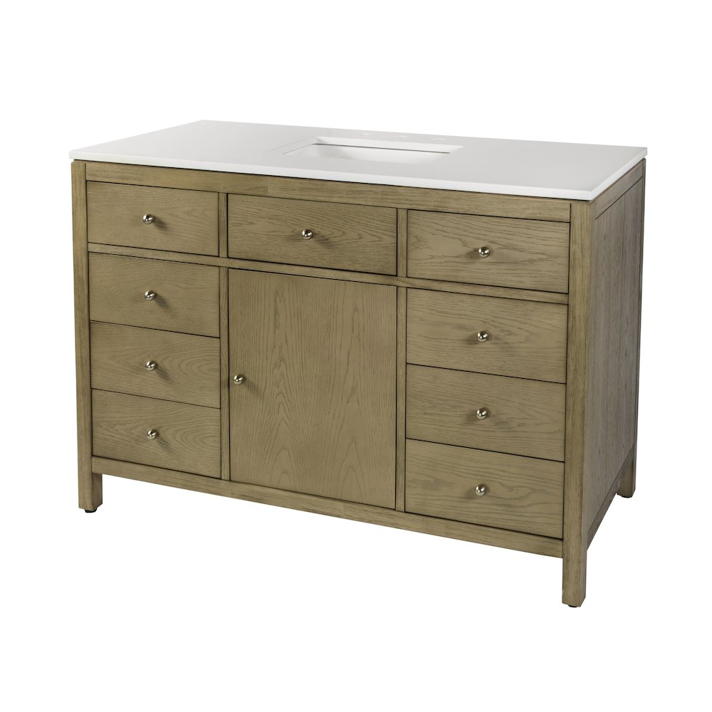 Nora 48 in. W Quartz Single Sink Bathroom Vanity Set, Light Brown
