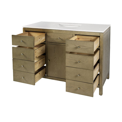 Nora 48 in. W Quartz Single Sink Bathroom Vanity Set, Light Brown