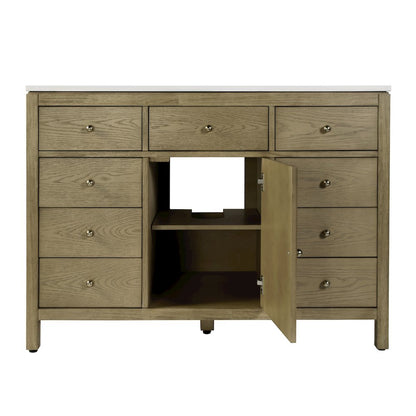 Nora 48 in. W Quartz Single Sink Bathroom Vanity Set, Light Brown