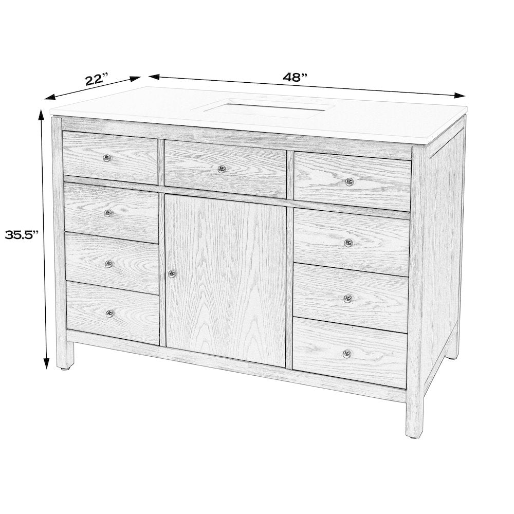 Nora 48 in. W Quartz Single Sink Bathroom Vanity Set, Light Brown