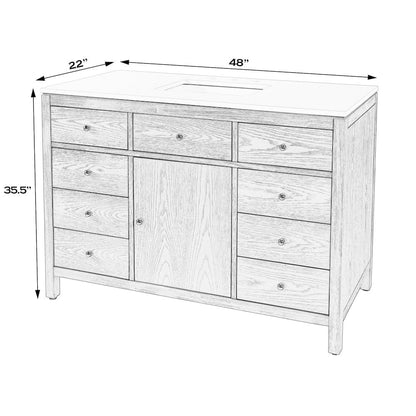 Nora 48 in. W Quartz Single Sink Bathroom Vanity Set, Light Brown