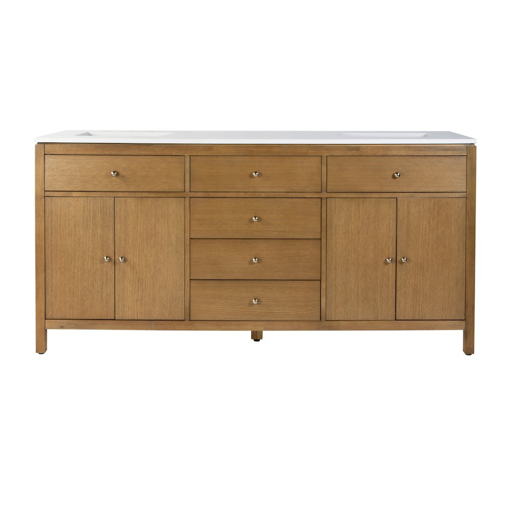 Nora 72 in. W Quartz Double Sink Bathroom Vanity Set, Natural
