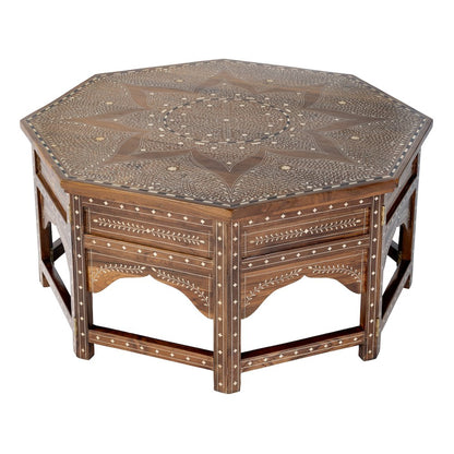 Mandore 42 in. W Octagon Wood and Bone Coffee Table, Brown