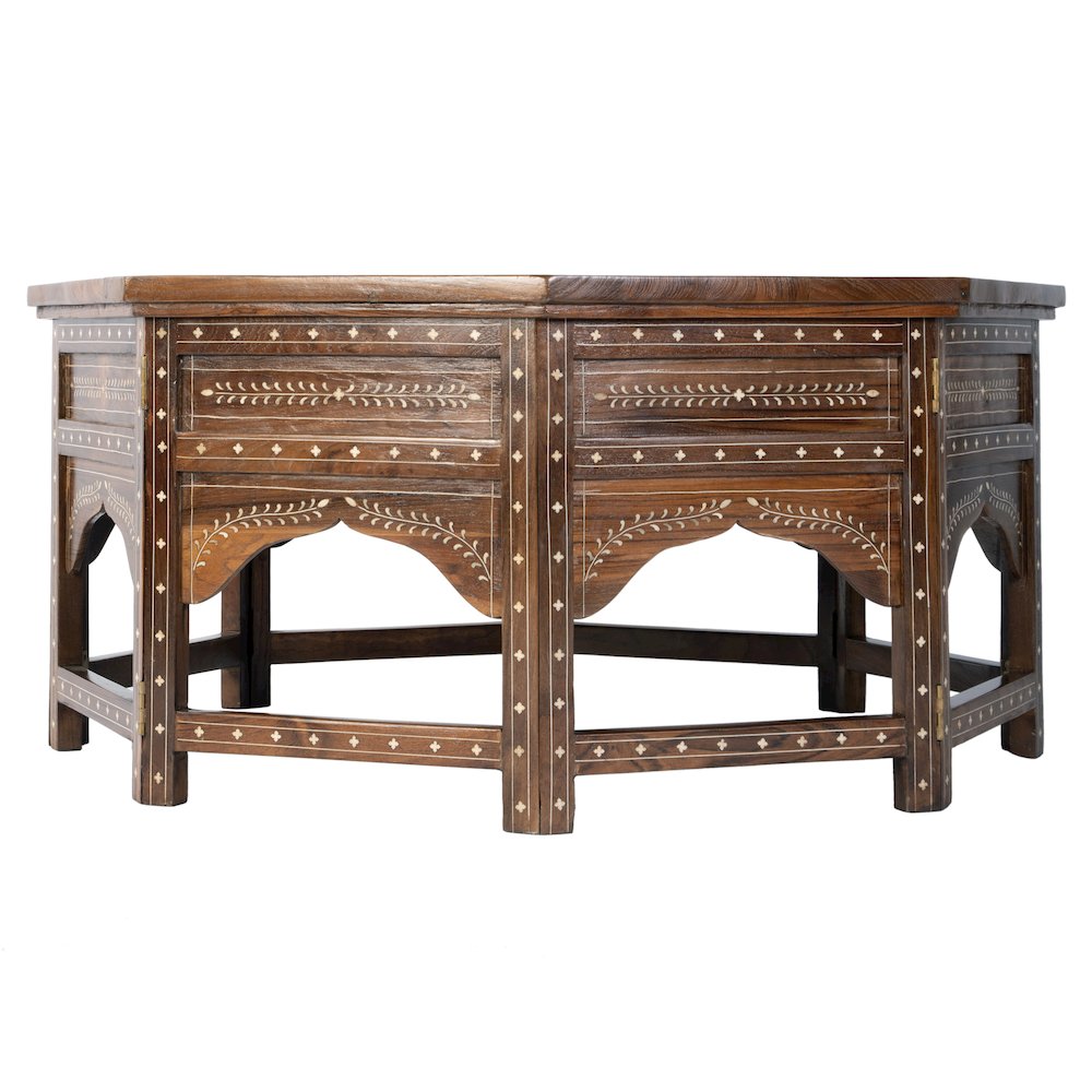 Mandore 42 in. W Octagon Wood and Bone Coffee Table, Brown