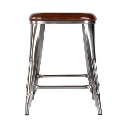 Eastham 24.75 in Seat Height Iron Counter Stool, Brown, Silver
