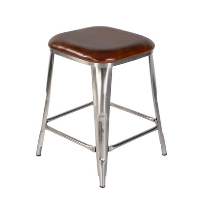 Eastham 24.75 in Seat Height Iron Counter Stool, Brown, Silver
