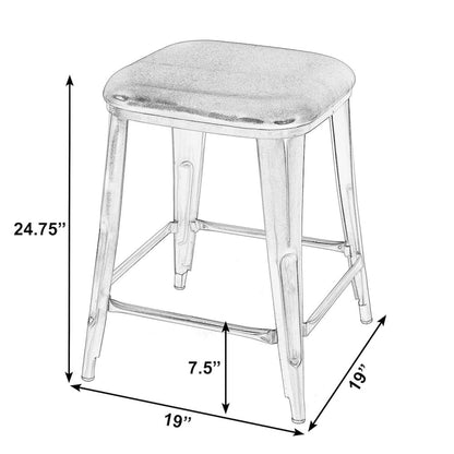 Eastham 24.75 in Seat Height Iron Counter Stool, Brown, Silver