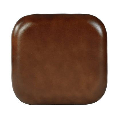 Eastham 30.75 in Seat Height Leather and Iron Bar Stool, Brown, Silver