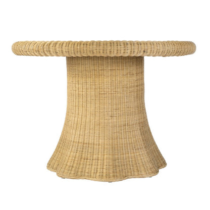 Bonita 42" W Round Rattan Dining Table with Glass Top, Natural