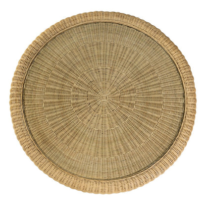Bonita 42" W Round Rattan Dining Table with Glass Top, Natural