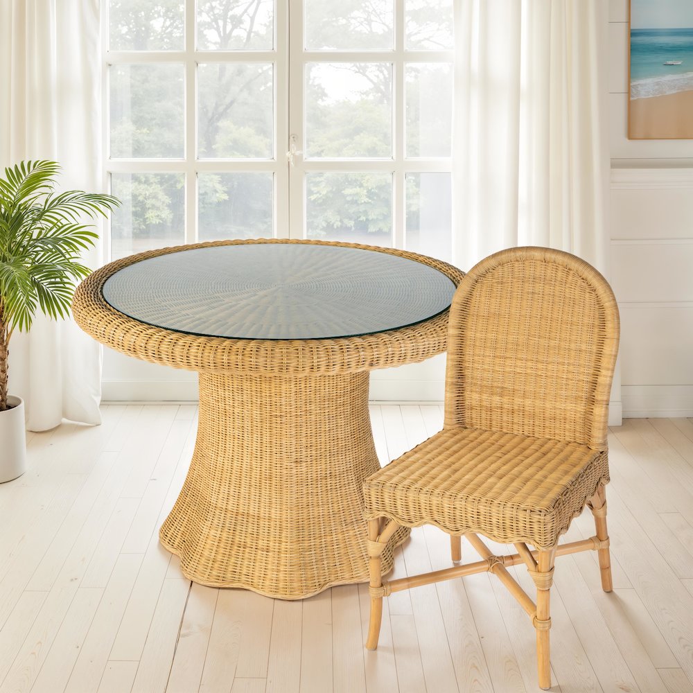 Bonita 18.5 in. Seat Height Rattan Dining Side Chair, Natural