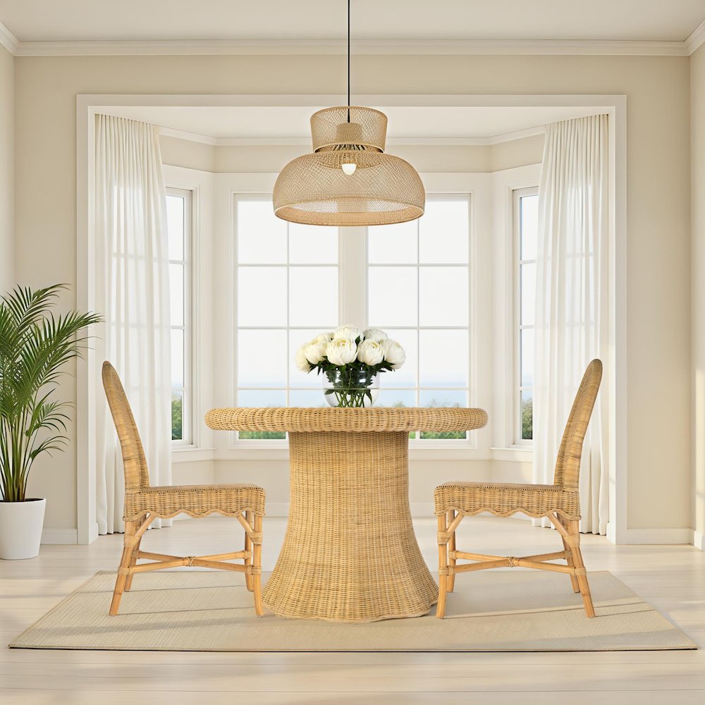 Bonita 18.5 in. Seat Height Rattan Dining Side Chair, Natural
