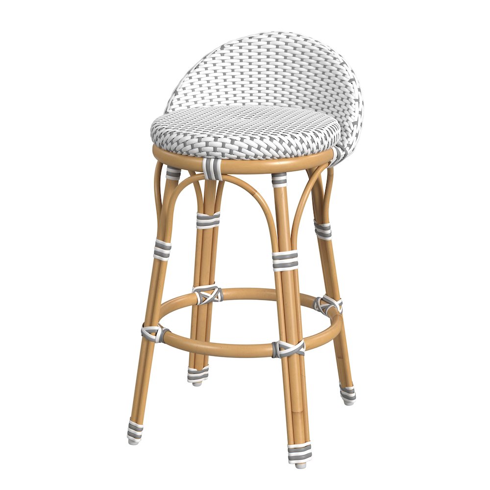 Inez 24 in. Seat Height Rattan Low Back Counter Stool, Gray