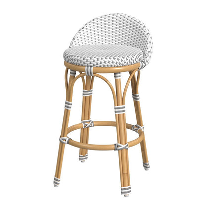 Inez 24 in. Seat Height Rattan Low Back Counter Stool, Gray