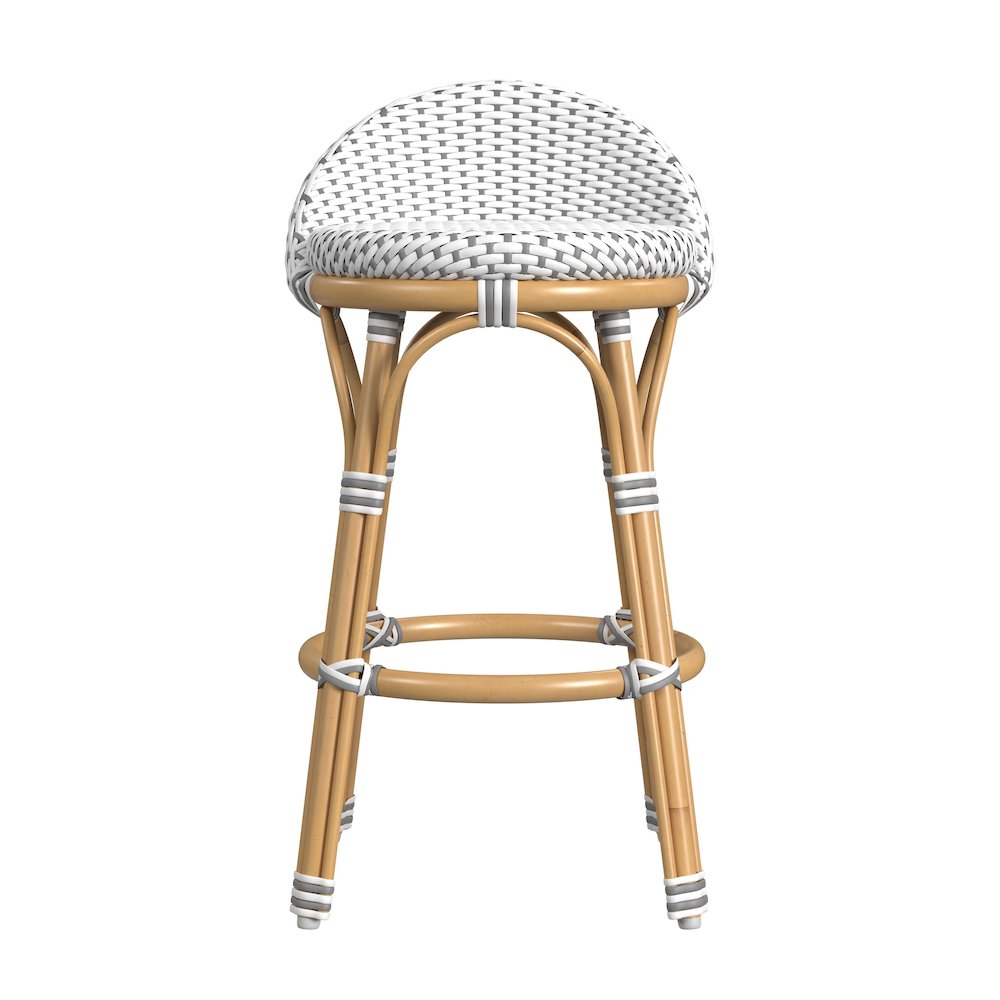 Inez 24 in. Seat Height Rattan Low Back Counter Stool, Gray