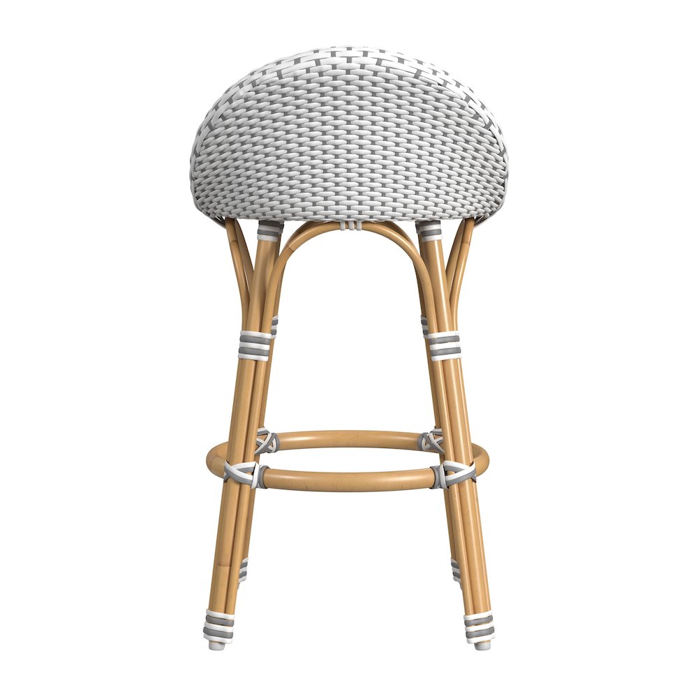 Inez 24 in. Seat Height Rattan Low Back Counter Stool, Gray