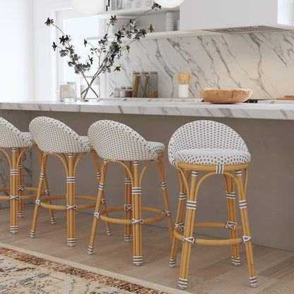 Inez 24 in. Seat Height Rattan Low Back Counter Stool, Gray