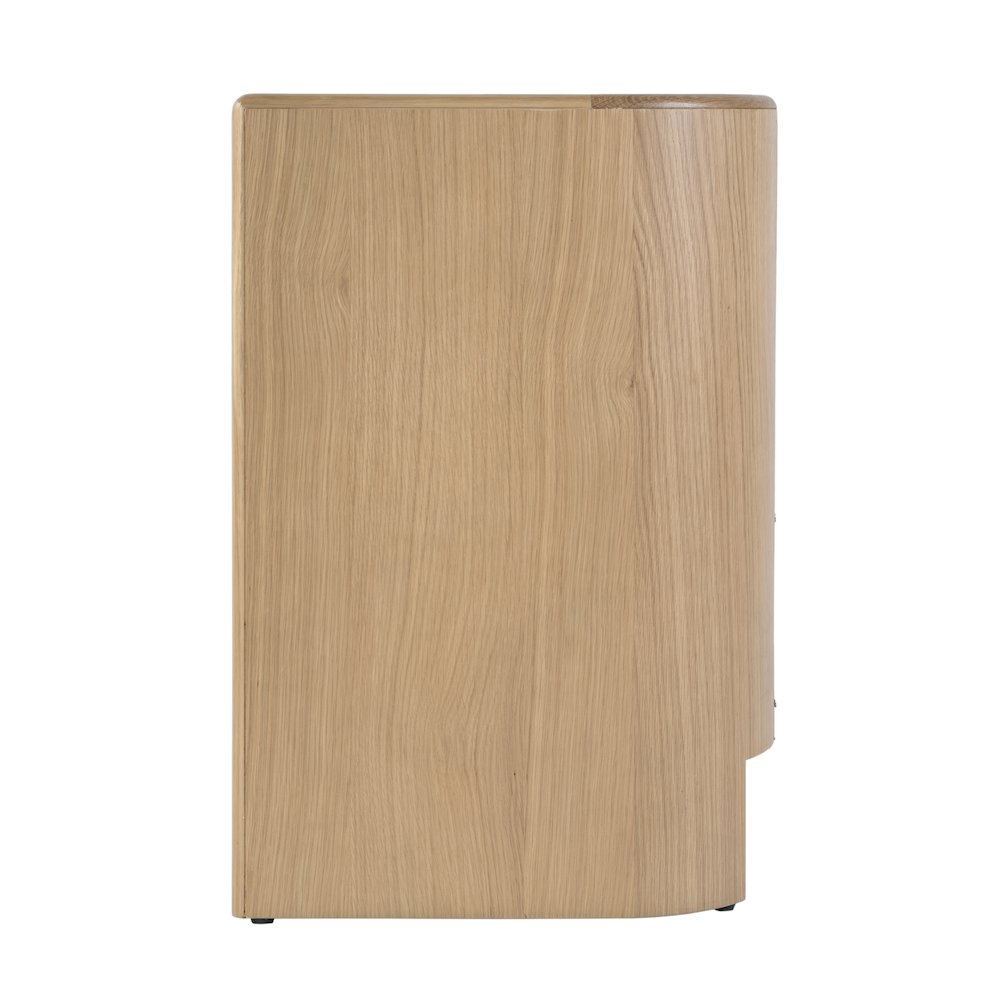 Colin 21 in. W Wood 2 Drawer Round Back Nightstand, Natural Oak