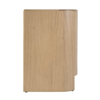 Colin 21 in. W Wood 2 Drawer Round Back Nightstand, Natural Oak