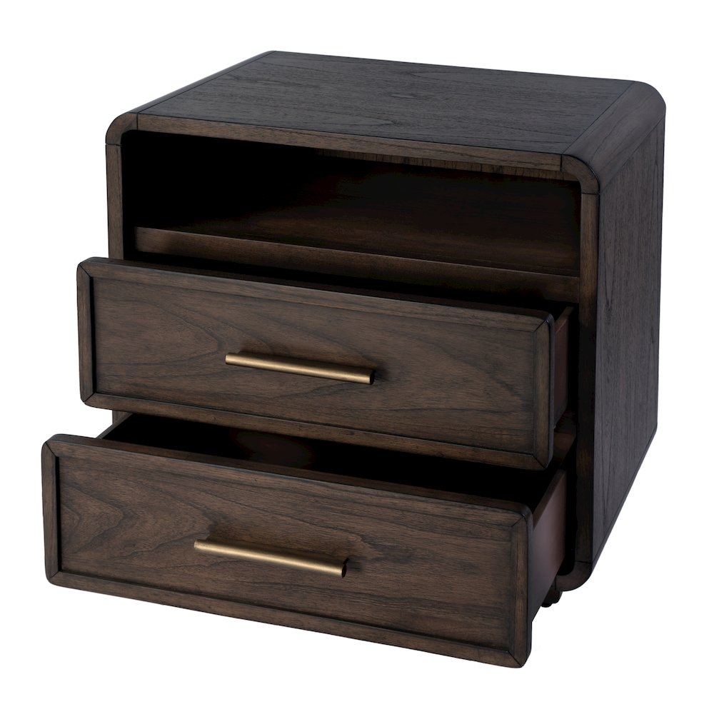 Keenan 28 in. W Rectangular Wood 2 Drawer Nightstand, Dark Brown