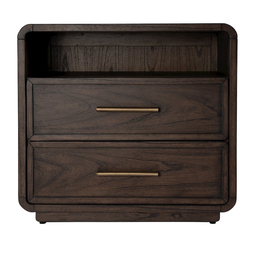 Keenan 28 in. W Rectangular Wood 2 Drawer Nightstand, Dark Brown