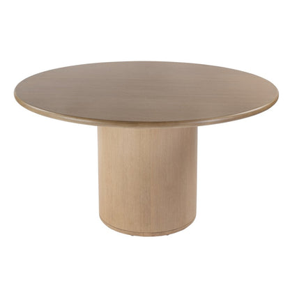 Kersten 54 In. W Round Wood Pedestal Dining Table, Light Brown
