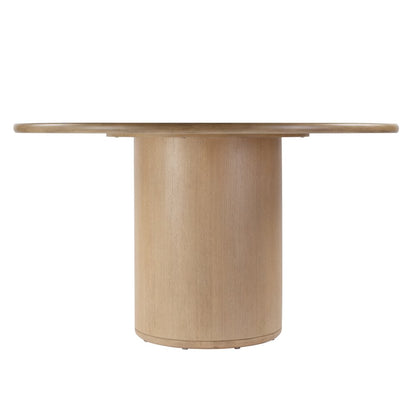 Kersten 54 In. W Round Wood Pedestal Dining Table, Light Brown