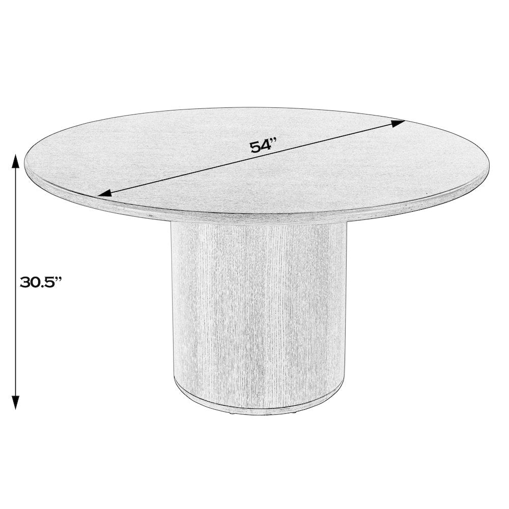 Kersten 54 In. W Round Wood Pedestal Dining Table, Light Brown