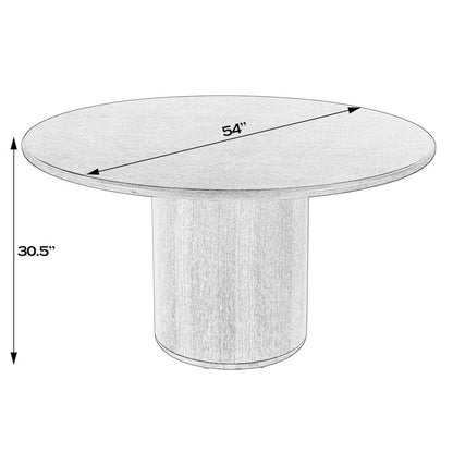 Kersten 54 In. W Round Wood Pedestal Dining Table, Light Brown