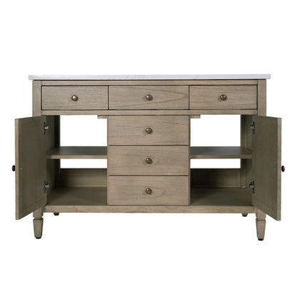 Lagos 48 in W. Quartz Top Single Sink Bathroom Vanity, Beige