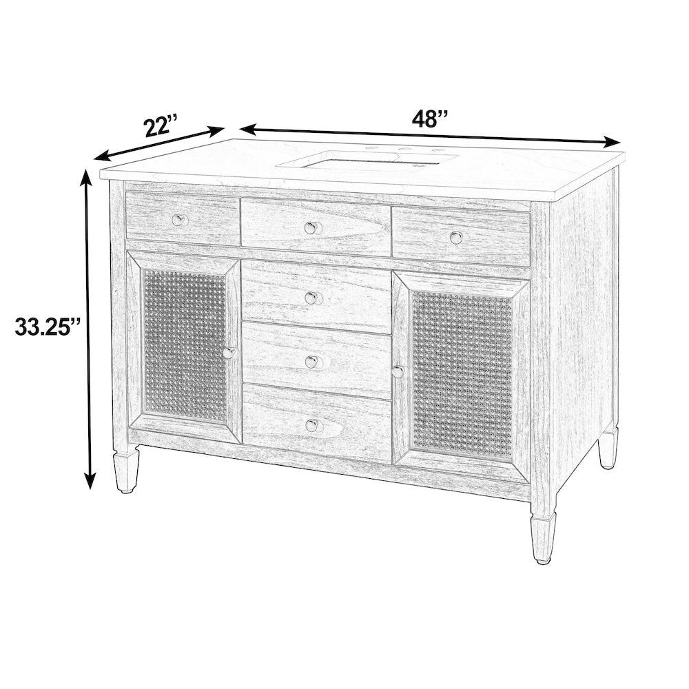Lagos 48 in W. Quartz Top Single Sink Bathroom Vanity, Beige