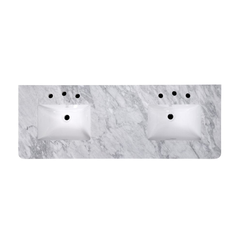 Bianca 60 in. W Marble Top Double Sink Bathroom Vanity, Light Brown