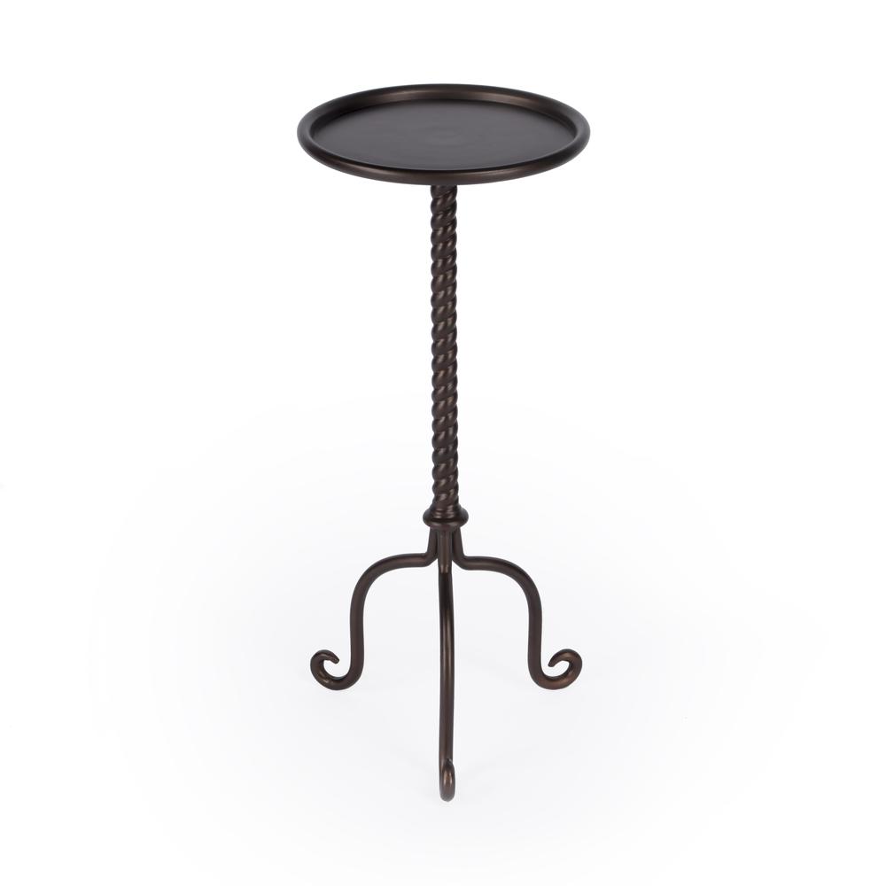 Alma Metal Pedestal  Side Table, Bronze