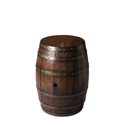 Lovell Rustic Barrel Side Table, Dark Brown