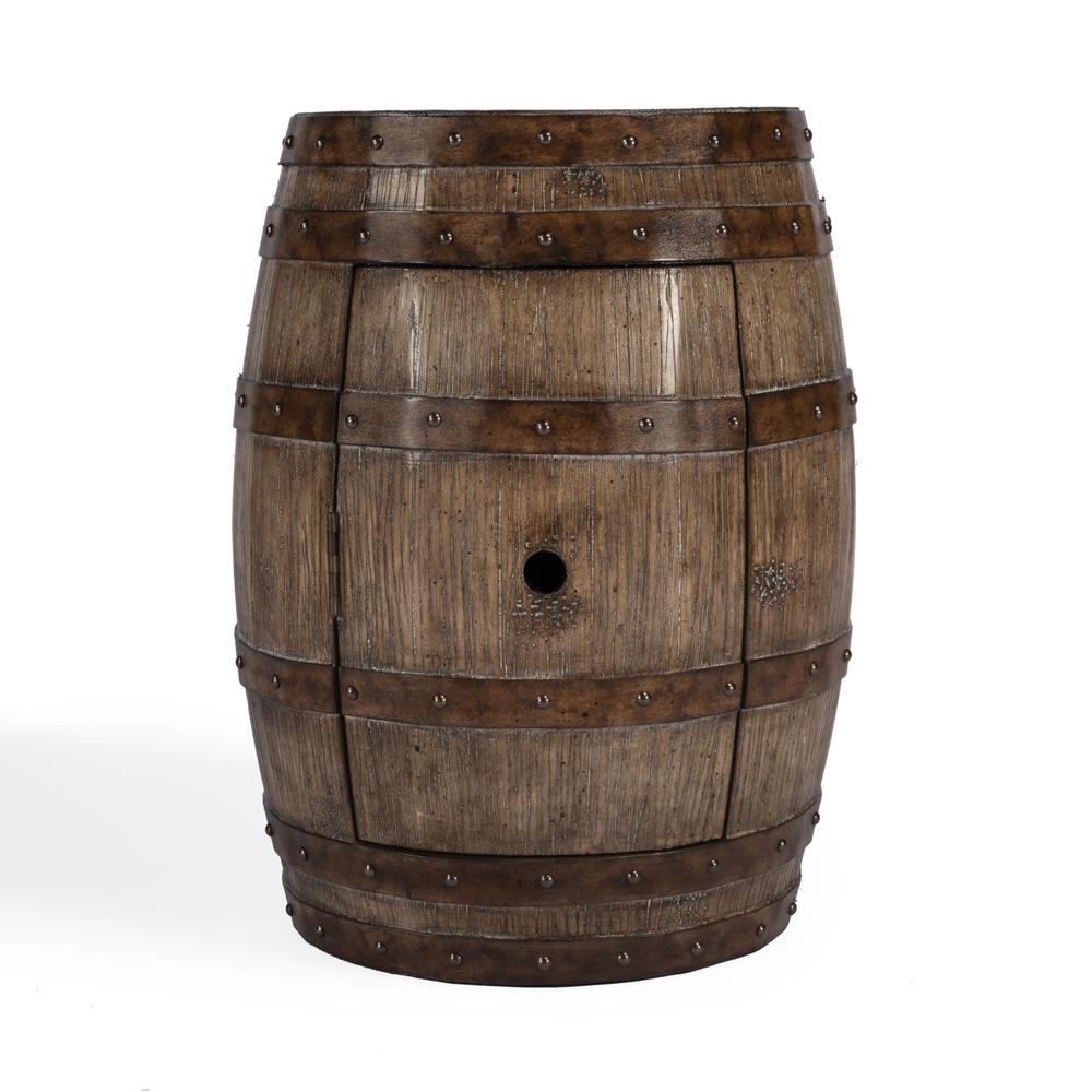 Lovell Rustic Barrel Side Table, Medium Brown