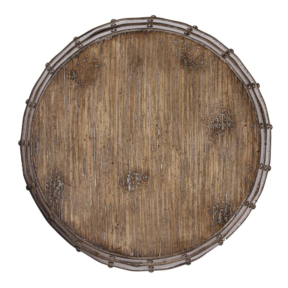 Lovell Rustic Barrel Side Table, Medium Brown