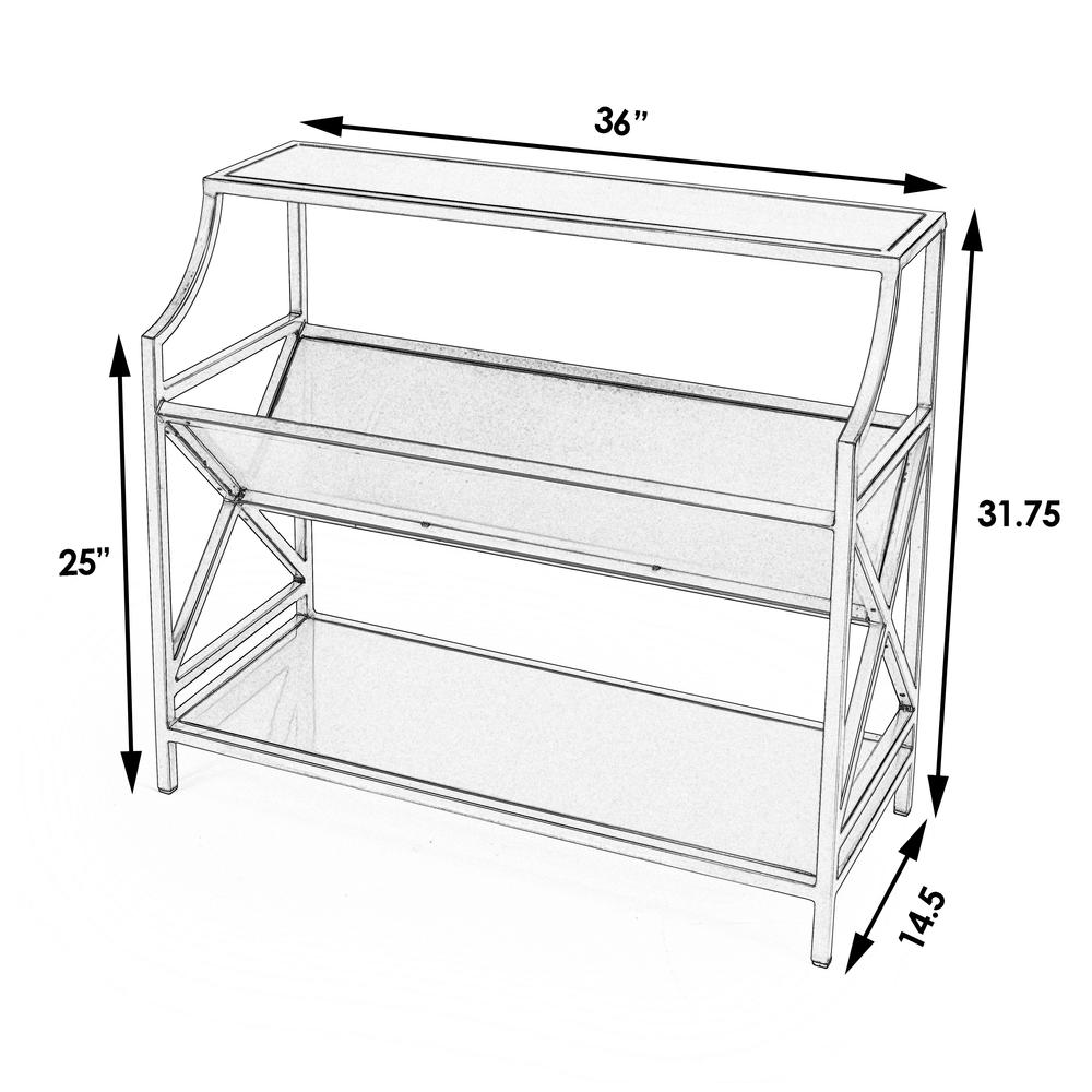 Keats Library 2 Tier 36"W Bookcase, Silver