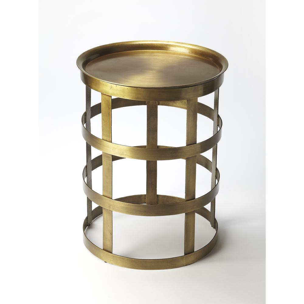 Regis Industrial Chic Side Table, Gold