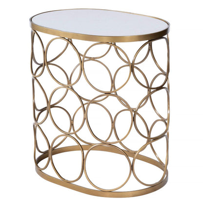 Talulah Oval Marble Side Table, Gold