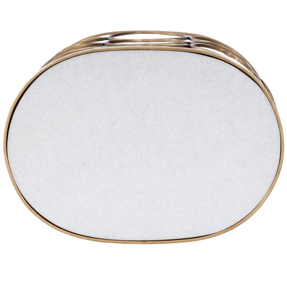 Talulah Oval Marble Side Table, Gold